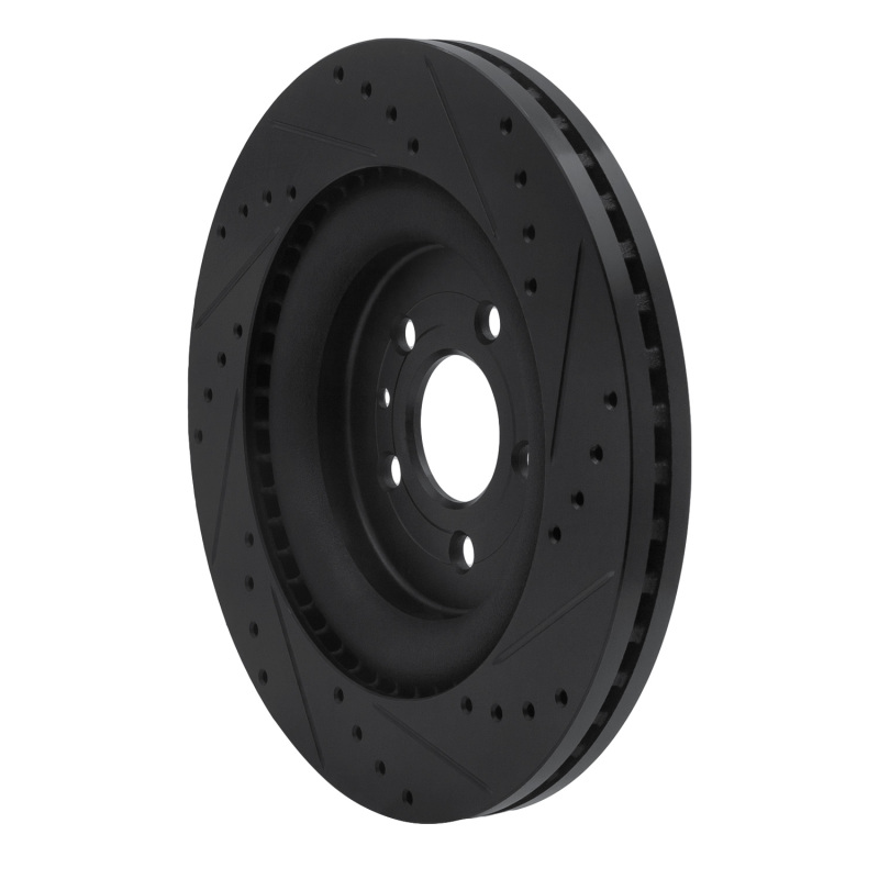 Ford Police Interceptor Sedan Brake Rotor (1) - Front Left - R1 Concepts - Drilled & Slotted - Black - `13-`19